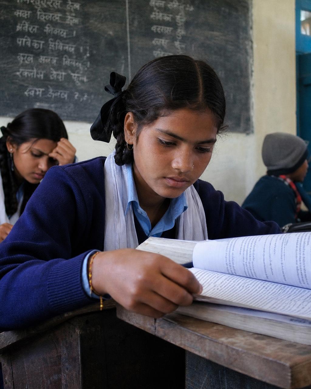 Young student reading a book